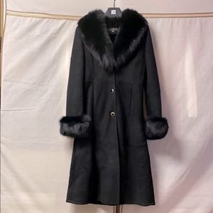 St John Sheepskin and fur trimmed coat